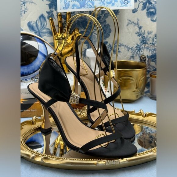 🆕 TED BAKER 🧿 NWOB Belle Black Satin Half Bow Sandal, Sz 38.5 US 8 - Picture 6 of 16